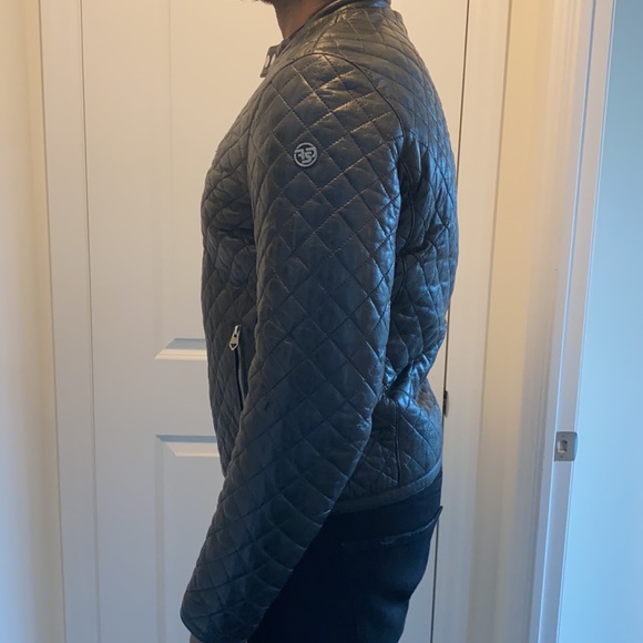 Redskin Mens Leather Quilted Biker Jacket - Picture 4 of 5